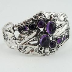 Amethyst Sterling Silver, Cuff Bracelet (h 311) – Hadar Jewelry Garnet Ring Silver, Sterling Silver Garnet Ring, Cuff Bracelets Handmade, Wide Bracelet, Sterling Silver Cuff Bracelet, Bracelet Sterling Silver, Amethyst Bracelet, Purple Stones, Sterling Silver Cuff