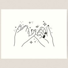 two hands holding each other with stars above them