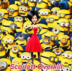 many small yellow and black minion faces are in the middle of a group of others