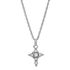 European Crystal Accent Cross Pendant Necklace 16   19 Inch Adjustable Elegant Crystal Cross Pendant Necklace, Spiritual Silver Cross Pendant Necklace, Silver Spiritual Cross Pendant Necklace, Silver Crystal Cross Pendant Necklace, Silver Pendant Cross Necklace, Fine Jewelry, Usa Symbols, Channel Jewelry, Symbols Of Faith, Cross Pendent