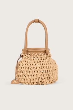 Beige Straw Bag With Intrecciato Weave And Top Handle, Natural Straw Bag With Intrecciato Weave And Top Handle, Chic Woven Leather Straw Bag With Top Handle, Beige Bucket Bag With Intrecciato Weave And Top Handle, Beige Top Handle Bucket Bag With Intrecciato Weave, Chic Leather Crochet Bag With Braided Handles, Natural Leather Crochet Top Handle Bag, Luxury Straw Bag With Braided Round Handles, Luxury Straw Bag With Leather Handles