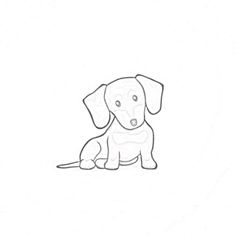 a drawing of a dog sitting on the ground with its head turned to the side