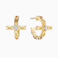 Faith Ichthys Cross Protection Earrings - vanimy Life Guide, Divine Light, Matte Texture, Christian Jewelry, Eternal Life, The Cross, Gold Earrings, Texture, Band