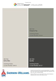 the color scheme for sherylin - williams's new paint colors, including gray and