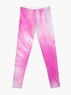 a pink and white tie dye leggings with the word,'love is in the air'on it