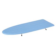 an ironing board is sitting on top of a white surface and it's blue