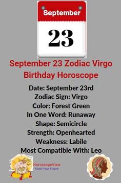 a flyer for the 23rd zodiac virgo birthday horoscope with dates on it