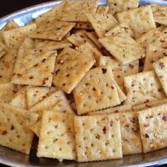 crackers in a bowl on a table