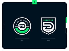 two different logos for the diamond club on a black and white background with green accents