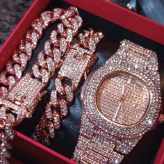 Set 18" Chain, Bracelet & Watch High-End Prototypes & Wholesale Prices. Real Lab Diamonds & Real Gold 4x's Over No Tarnishing Stainless Steel. Jewelers Offer Similar Lab Diamond Pieces For $400-$1k+ ... Real Diamonds, But They’re Not Worth Much Because They've Been Produced In The Lab. Vvs Clarity. They Look Identical To Natural Earth Diamonds The Only Difference Is The Price Tag. Long Lasting Quality *They Will Not Tarnish If You Clean With Mild Soap & Never Use Harsh Chemicals. "Look Like Money Without Overspending" Music Videos, Events, Photos, Entertainment Industry Fast Insured Shipping Positive Reviews Thank You For Shopping With Queenie Natural Earth, Entertainment Industry, Mild Soap, Real Diamonds, Lab Diamonds, Real Gold, Red Gold, Chain Bracelet, Accessories Watches