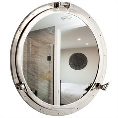 PRICES MAY VARY. Nickel Plated Polished Finish | Metal Crafted Mirror Material | Cast Aluminum | Premium Porthole Mirror | Ear Dogs Flaps Overall Diameter : 30 inches | Mirror Diameter : 23.25 Inches | Weight - 10 Kgs | Many More Decor & Sizes To Choose From 100% Satisfaction Guaranteed | Buy With Confidence | Mounting Hardware Included BRAND NEW FRESH!! Product (4-5 Days Old) | Not A Stocked One | Exclusively Made In India By Nagina International ( Largest Decor Collection ) Nautical Premium Al Porthole Mirror, Nautical Theme Decor, Porthole Window, Decor Mirror, Great Bathrooms, Nautical Wall Decor, Circular Mirror, Bathroom Windows, Window Mirror