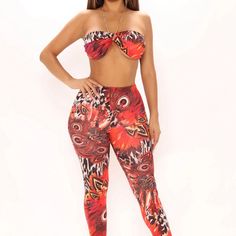 Fashion Nova Halter And Legging Set New Size Medium Chain Halter Tie Back Top Full Length Leggings Stock Photos For Fit Trendy Red Summer Leggings, Red Printed Party Set, Casual Red Matching Set Bottoms, Fitted Red Printed Bottoms, Fitted Red Bottoms Matching Set, Red Fitted Matching Set Bottoms, Fitted Red Matching Set Bottoms, Turquoise Jumpsuit, Royal Blue Romper