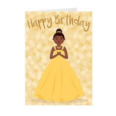 The front of the card features a super cute African-American little girl wearing a gold gown & says "Happy Birthday!" The inside of the card is blank; you can write whatever your heart desires! The card comes complete with one white envelope. African American Birthday Cards, World Earth Day, Envelope Card