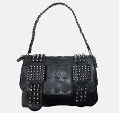 Rockabilly punk rock baby black fashion skull bag handbag shoulder g d totenkopf dead head schwarz wow extraordinary seven star geile tasche billy gothic rivets Skull Purses Handbags, Punk Rock Baby, Hippie Styles, Story Wattpad, Cowboy Boot Purse, Funky Bags, Goth Stuff, Punk Baby, Skull Purse