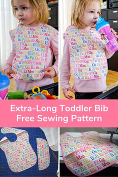 Toddler Patterns, Trendy Sewing Patterns, Toddler Bibs, Bib Pattern, Free Sewing Pattern, Diy Toddler