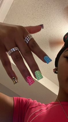 Drip Nails, Colored Acrylic Nails, Girly Acrylic Nails, French Tip Acrylic Nails, Her Nails, Work Nails, Dope Nail Designs, Short Square Acrylic Nails