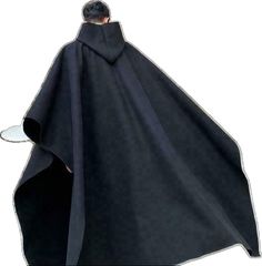 Oversized Black Outerwear For Halloween, Oversized Long Sleeve Black Cape, Black Long Sleeve Cape For Halloween, Casual Black Cape Outerwear, Oversized Solid Color Cape, Oversized Black Winter Cape, Black Oversized Long Sleeve Poncho, Casual Black Hooded Cape, Casual Black Cape-style Poncho