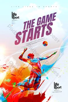 a poster for the game starts with an image of a man playing basketball on it