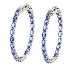 Colleen Lopez Exotic Gemstone Hoop Earrings Your classic hoop earrings, with an exotic gemstone flair.       Approx. 1-11/16"L x 1/16"W with 1-1/2" inside diameter     Stamped .925 sterling silver     Rhodium plating (Tanzanite), gold plating (Aquamarine) or rose gold plating (Morganite)     Pierced with push-lock closures   Stone Information       All sizes and weights approximate     Aquamarine - Oval; 6.69ctw     Clarity-Enhanced Morganite - Oval; 6.77ctw     Tanzanite - Oval; 8.60ctw Elegant Hoop Jewelry With Gemstone Accents, Oval Fine Jewelry Hoop Earrings For Pierced Ears, Gemstone Hoop Earrings Fine Jewelry, Fine Jewelry Small Hoop Gemstone Earrings, Elegant Round Hoop Earrings With Gemstone Accents, Fine Jewelry Hoop With Prong Setting, Formal Round Gemstone Hoop Earrings, Fine Jewelry Gemstone Hoop Earrings, Elegant Small Hoop Gemstone Earrings