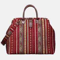 Stripes with Paisley Red Mary Poppins Weekender carpet bag MCW Handmade Mary Poppins Bag, Poppins Bag, Victorian Carpet, Traditional Carpet, Carpet Bag, Leather Travel Bag, Iconic Bags, Secret Sale, Mary Poppins