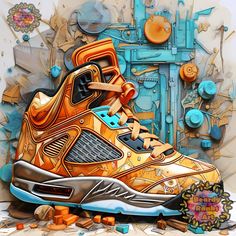 an artistic painting of a pair of sneakers