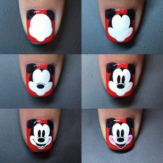 Nails University. Ногти и Маникюр пошагово. | VK Mouse Nail Art, Gel Manicure Diy, Mickey Mouse Nail Art, Disney Nail Art, Mickey Mouse Nails, Minnie Mouse Nails, Nail Design Glitter, Kids Nail Designs, Mickey Nails