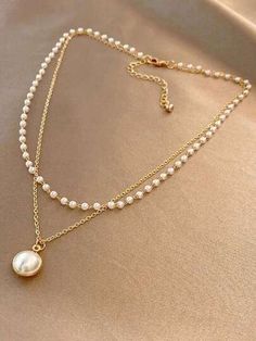 Necklaces Shein, Multi Strand Pearl Necklace, Cute Necklaces, Layered Pearl Necklace, Delicate Gold Necklace, Wedding Bridesmaid Jewelry, Necklaces Gold, Gold Collar