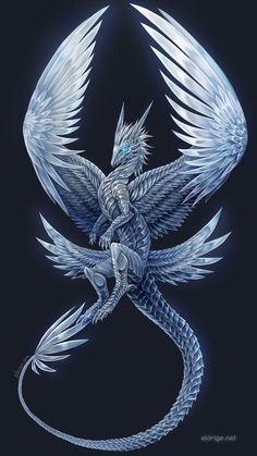 a white dragon with wings on it's back