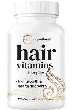 PRICES MAY VARY. Micro Ingredients offers 120 extra-strength capsules of a 14-in-1 hair vitamins complex, enjoy essential women and men hair nourishing nutrients that include vitamins, minerals, and antioxidants. Each 2-capsule serving size provides 1,000mcg vitamin A, 100mg vitamin C, 20mcg vitamin D, 400mcg folate, 5mcg vitamin B12, 5,000mcg biotin, 10mg iron, 10mg zinc, 500mg saw palmetto, 500mg ashwagandha, 50mg bamboo extract, 50mg hydrolyzed collagen peptides, and 50mg hydrolyzed keratin. Hair Vitamins Growth, Best Vitamins For Hair Growth, Hair Growth Vitamins, Vitamins For Hair, Hair Growth Women, Vitamin B7, Saw Palmetto, Bamboo Extract, Vitamins For Hair Growth