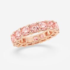 Fancy Pink V- Prong Diamond Cushion Eternity Band Pink Eternity Band, Formal Rose Gold Eternity Band With Diamond Cut, Formal Rose Gold Diamond Cut Eternity Band, Rose Gold Cubic Zirconia Eternity Band With Diamond Cut, Luxury Rose Gold Eternity Band For Anniversary, Formal Rose Gold Stackable Eternity Band, Pink Diamond Wedding Band, Pink Diamond Band, Julien Tanti