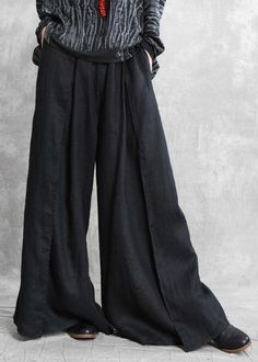 Women Black Pockets Loose Casual Fall Wide Leg PantsFabric: LinenSize & Fit: This garment fits true to size.Length: Size 4XL measures 41.34"from waist to hem.Waist:Fitted - very fitted at natural waist Hip: Loosely Fitted. room for hips. Hand Wash Cold. Casual Fall, Leg Pants, Wide Leg Pants, Harem Pants, Wide Leg, Pants For Women, Hand Wash, Trousers, Pants