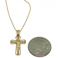 Necklace Cross And Chain Solid Gold 10k Chain Size Is 18inch Great Deal Classic Gold Crucifix Necklace, Classic Diamond Cut Crucifix Necklaces, Gold Crucifix Necklace With Diamond Cut, 14k White Gold Crucifix Necklace, Classic Diamond Cut Crucifix Necklace, Yellow Gold Crucifix Necklace With Diamond Cut, Yellow Gold Diamond-cut Crucifix Necklace, 14k Gold Crucifix Necklace With Diamond Cut, 14k Gold Diamond Cut Crucifix Necklace