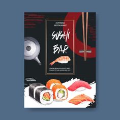 a poster with sushi and chopsticks on it