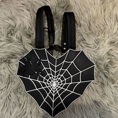 Brand New Condition Approx Measurements: 10”Lx9”Hx4”W Faux Leather Backpack, Cat Backpack, Halloween Spider Web, Halloween Stuff, Black Halloween, Black Skulls, Halloween Spider, Black Cat Halloween, Black & White