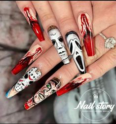 Halloween Nail Design, Hallowen Party, Lip Brushes, Blush Eyeshadow, Halloween Nails Easy, Long Stiletto Nails, Stunning Nails