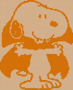 a cross stitch pattern with an orange dog on it's chest and head in the center