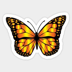 a yellow butterfly sticker on a white background