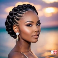 30 Top Hairstyles For Black Women (Trending For 2024) « Only Hairstyles 6 Braid Hairstyles, Cornrow Hairstyles For Black Women Updo, Cornrow Updo Hairstyles For Black Women, 2 French Braids Black Women, Bridesmaids Hairstyles For Black Women, Natural Updos For Black Women, Braided Updo For Black Women, French Braids Hairstyles, Goddess Braid Bun