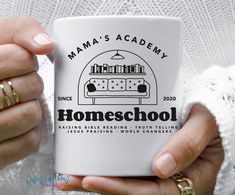 "Homeschool Mom Mug, Christian Homeschool Mug, Christian Mug for Homeschool Moms, Homeschool Mama Gift, Homeschool Teacher, World Changers MUG DETAILS ☕️ 11 ounces or 15 ounces ceramic white mug ☕️ Mug says \"Mama's Academy Homeschool Since 2020\" ☕️ Design printed on both front and back sides of mug ☕️ Text printed in Black ☕️ Design professionally and permanently printed on the mug ☕️ Hand-wash recommended to preserve the longevity of the printing ☕️ Dishwasher safe (top rack only) & microwave safe ☕️ Ships within 3-5 business days. I try to be as quick as possible. ☕️**Feel free to message us if you have any questions.**  100% satisfaction is our goal! ----------------------------------------------------------------------------------------" Homeschool Mom Svg Free, Homeschool Tshirts Designs, Homeschool Mom Tumbler, Christian Mugs Cricut, Christian Homeschool, Christian Mug, Homeschool Teacher, Mama Gifts, 2020 Design