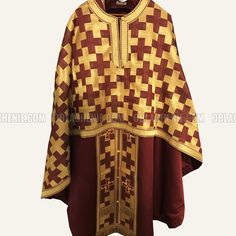 Fabric: Greek (brocade) Finishing: Greek Boulder (galoon) Cross: machine embroidery Color of the fabric: Burgundy Lining: Satin Tassels and frills: hand-made rope High-quality accessories and high-quality metal buttons. The set includes 5 items: Felon, epitrachelion, zone, epigonations and cuffs. Priest sticharion and veils can also be added to the ordered. The customer can change the composition of the vestments, choose another fixture or color of the fabric. Traditional Chasuble With Gold Embroidery For Church, Traditional Brocade Chasuble For Ceremonial Use, Traditional Brocade Chasuble For Church, Traditional Brocade Chasuble For Ceremonies, Traditional Gold Ceremonial Chasuble, Gold Embroidered Chasuble For Traditional Ceremonies, Traditional Gold Chasuble With Gold Embroidery, Priest Vestments, Orthodox Priest