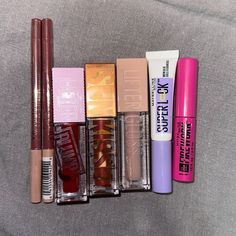 All New And Sealed From Maybelline! Includes 2 Lifter Liner (07-Big Lift), 1.2grams Lifter Plumper (004-Red Flag) 5.4fl Oz Blush Sunkisser (06-City Sizzle) 4.7fl Oz Lifter Gloss (002-Ice) 5.4 Oz Superlock Brow Glue 0.23fl Oz Firework Mascara 0.15lf Oz Not For Trade Maybelline Makeup, Makeup Bundles, Red Flag, Maybelline, Fireworks, Womens Makeup, Makeup, Red, Color