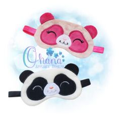 Ohana Applique Designs SALE - Ohana Applique Designs Sleep Mask Cute, Kawaii Sleeping Mask, Cute Sleep Mask, Embroidered Sleep Mask, Panda Pillow Pet, Thumb Drive, Sleep Mask, Mask Design, Applique Designs