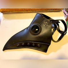 Brand New, Never Worn (Because I Wear Glasses’s - Oops Didn’t Take That Into Account) Leather Mask For Costume Or Cosplay! Great Quality! Black Plague Doctor Mask, Black Plague Doctor, Doctor Plague, Plague Mask, Plague Doctor Mask, Doctor Mask, Leather Mask, Velvet Gown, Plague Doctor