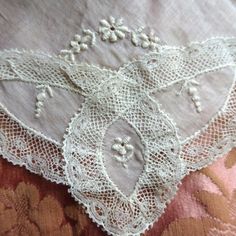 SPECIAL: Purchase 3 or more trims/hankies/collars/Doilies/postcards or buttons and shipping is FREE ! Shipping will be refunded. This item qualifies towards free shipping!! GORGEOUS Vintage French fancy hanky suitable for a bridal wedding handkerchief. This fine hankie has exquisite, intricate and beautiful hand embroidery work and looks like bobbin lace trim, just breathtaking! It measures about 10.75 inches by 11.25 inches, the hanky looks like it was never used, has a very faint water spot which will come out in a quick laundering if desired, otherwise in wonderful gift worthy condition. Would be very pretty to frame or make a wonderful heirloom quality gift for the bride or bridal party or any other special occasion. Small enough to be slipped into a greeting card. Please do view our o Vintage Embroidered Handkerchiefs For Wedding, Vintage Embroidered Wedding Handkerchiefs, Vintage Wedding Handkerchiefs With Machine Embroidery, Elegant Lace Wedding Handkerchief, Elegant Wedding Handkerchief With Lace Work, Victorian Lace For Wedding, Traditional Crochet Lace For Wedding, Elegant Lace Work Handkerchief For Wedding, Elegant Lace Work Wedding Handkerchief