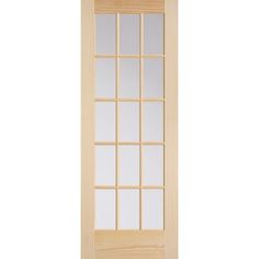 Maximize natural light with this 15-lite French pine wood door, featuring clear glass. Masonite Traditional 30-in x 80-in Clear Glass Smooth Solid Core Unfinished Pine Wood Slab Door in Brown | 738753 Wooden Panel Doors, Masonite Doors, Pine Interior Doors, Modern Pool House, Wooden Doors Interior, Glass French Doors, Privacy Glass, Solid Doors, Solid Core