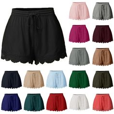 PRICES MAY VARY. 🌈 The women shorts are featuring lace trim hem and drawstring adjustable waist, solid color style can show your lady charm. 🌈 This comfy short with wide leg shorts and drawing design, to make a loose and casual style on you 🌈 Wided elastic waistband ensure the comfort, soft and breathable material make this casual short be popular with all ladies. 🌈 It will be so cute if you wear this short to pair with a tee or a crop top, perfect for a summer trendy look. 🌈 Wash Recommend Athletic Wear Womens, Golf Shorts Women, Workout Shorts Women, Resort Wear Beach, Sports Shorts Women, Running Shorts Women, Casual Summer Shorts, Shorts For Women, Yellow Shorts