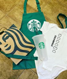 starbucks bags, tote bag and starbucks merchandise on the floor