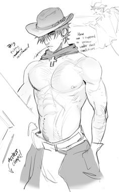 Nicolas D Wolfwood, Shirtless Cowboy, Arte Van Gogh, Poses References, Shirtless Men, 영감을 주는 캐릭터, Cute Art Styles