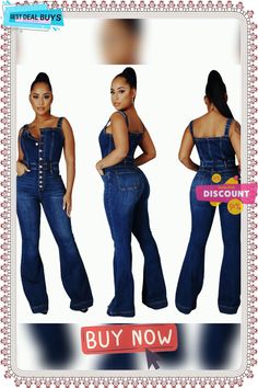 Washed Women's Fashion Casual Sexy Suspender Denim Jumpsuit Wide Leg Pants High Waist Denim Jumpsuit For Night Out, Trendy Denim Jumpsuits And Rompers With Suspenders, Denim Jumpsuits And Rompers With Suspenders, Trendy Denim Jumpsuits With Suspenders, Medium Wash Denim Jumpsuit With Suspenders, High Waist Fitted Overalls With Suspenders, Fitted High Waist Overalls With Suspenders, Trendy High-waist Jumpsuits And Rompers With Suspenders, Dark Wash Denim Jumpsuit With Suspenders