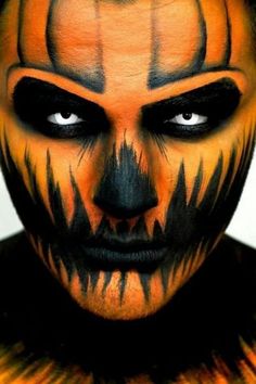 Pumpkin Makeup, Pumpkin Face Paint, Make Up Diy, Makeup Zombie, Halloweenský Makeup, Den Mrtvých, Halloween Makeup Scary, Makeup By, Scary Makeup